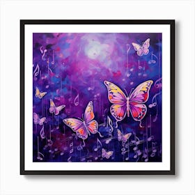 Music Notes And Butterflies 1 Art Print