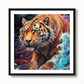 Tiger In The Ocean Art Print