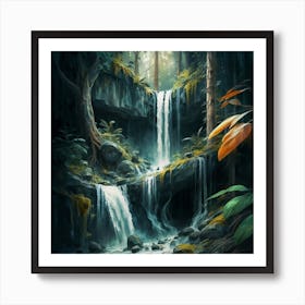 Waterfall In The Forest Art Print