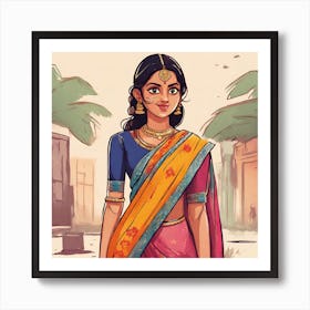 Indian Woman In Sari 1 Art Print