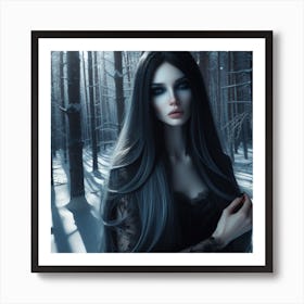 Gothic Girl In The Woods Art Print