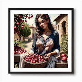 Woman Pomegranate Art Print