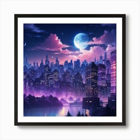 Wave Moon Art Print