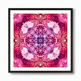 Pink Watercolor Flower Pattern From Bubbles 6 Art Print