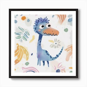 Cute Muted Pastel Dinosaur Illustration Art Print