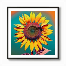 Colorful Sunflower, Inspired By Andy Warhol 1 Art Print