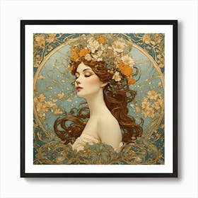 Art Nouveau-Inspired Art Print of a Girl Art Print