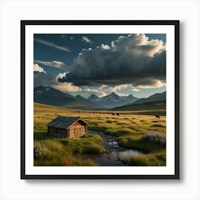 Cabin In The Mountains 2 Art Print