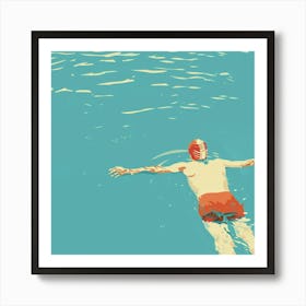 A Swimmer In A Pool Minimal Illustration 1718672260 2 Art Print