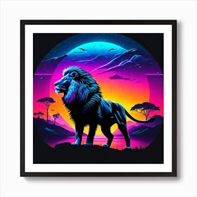 Lion In The Sunset Art Print