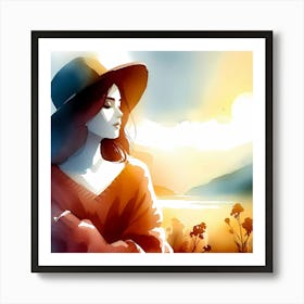 Girl With Hat Art Print