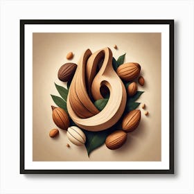 Letter A With Nuts And Leaves Art Print