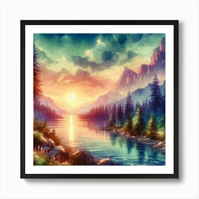 Sunset In The Mountains 1 Art Print