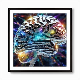 Brain With Colorful Lights Art Print