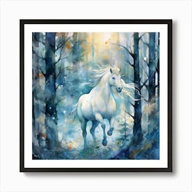 White Horse In The Woods Art Print