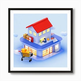 Buyer Shopping Cart Asset Concept Investment Building Purchase House Buy Home Residential (10) Art Print