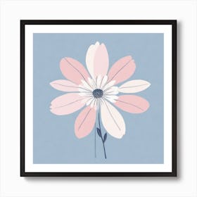 A White And Pink Flower In Minimalist Style Square Composition 536 Art Print