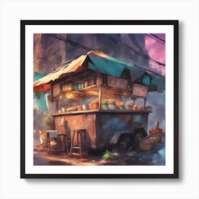 Street Food Cart Art Print