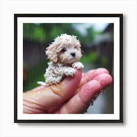 Tiny Puppy In Rain Art Print