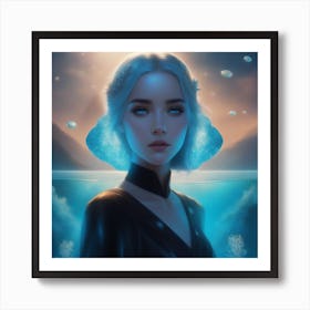 Girl With Blue Hair Art Print