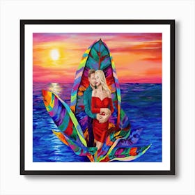 Couple On A Boat Art Print