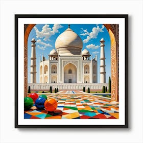 Taj Mahal, India Cubism Style Art Print