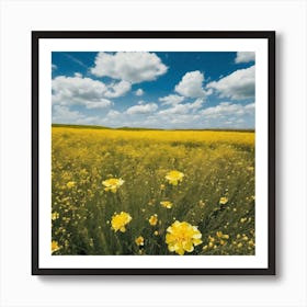 Yellow Flowers In A Field 2 Art Print
