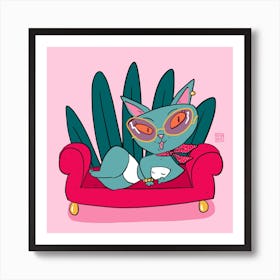 Blue Cat Art Print