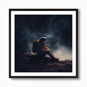 Astronaut Sitting On The Ground Art Print