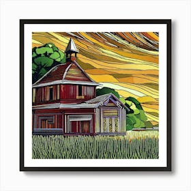 Barn At Sunset 2 Art Print