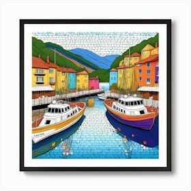 Boats In The Harbor Art Print