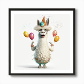 Llama With Balloons 1 Art Print