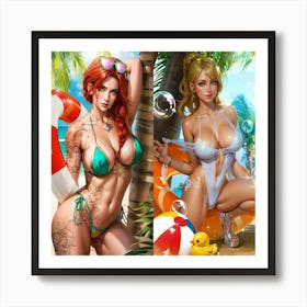 Two Women In Bikinis 16 Art Print