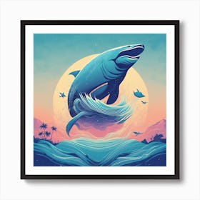 Whale Jumping In The Ocean Art Print