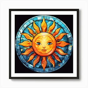 Mosaic Sun A Sun Created From A Mosaic Of Small Tiles 29 Art Print