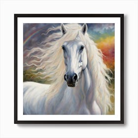 white horse Be A Rainbow In Someone's Cloud Art Print Art Print