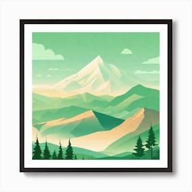 Misty mountains background in green tone 59 Art Print