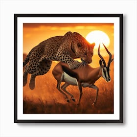 Leopard And Antelope Art Print