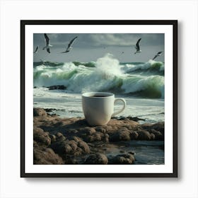 Coffee Cup On The Beach 17 Art Print