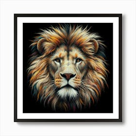 Lion Head painting in pastel Art Print