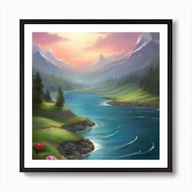 Sunset In The Mountains Art Print