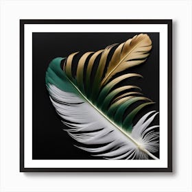 Feathers On A Black Surface Art Print