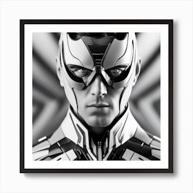 B&W Photography, Model Shot, Man In Future Wearing Futuristic Suit, Beautiful Detailed Eyes, Professional Award Winning Portrait Photography, Zeiss 150mm F 2 Art Print