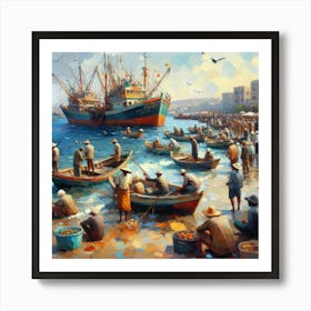 Fishing Boats On The Beach Art Print