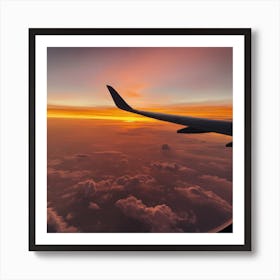 Sunset From An Airplane Window Art Print