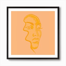 Orange Femme Portrait Square Art Print