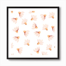 Big Daisies Pattern On White Square Art Print