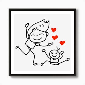 Family Dad And Son Art Print