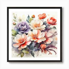 Watercolor Flowers Art Print