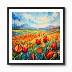 Tulips In The Field Art Print